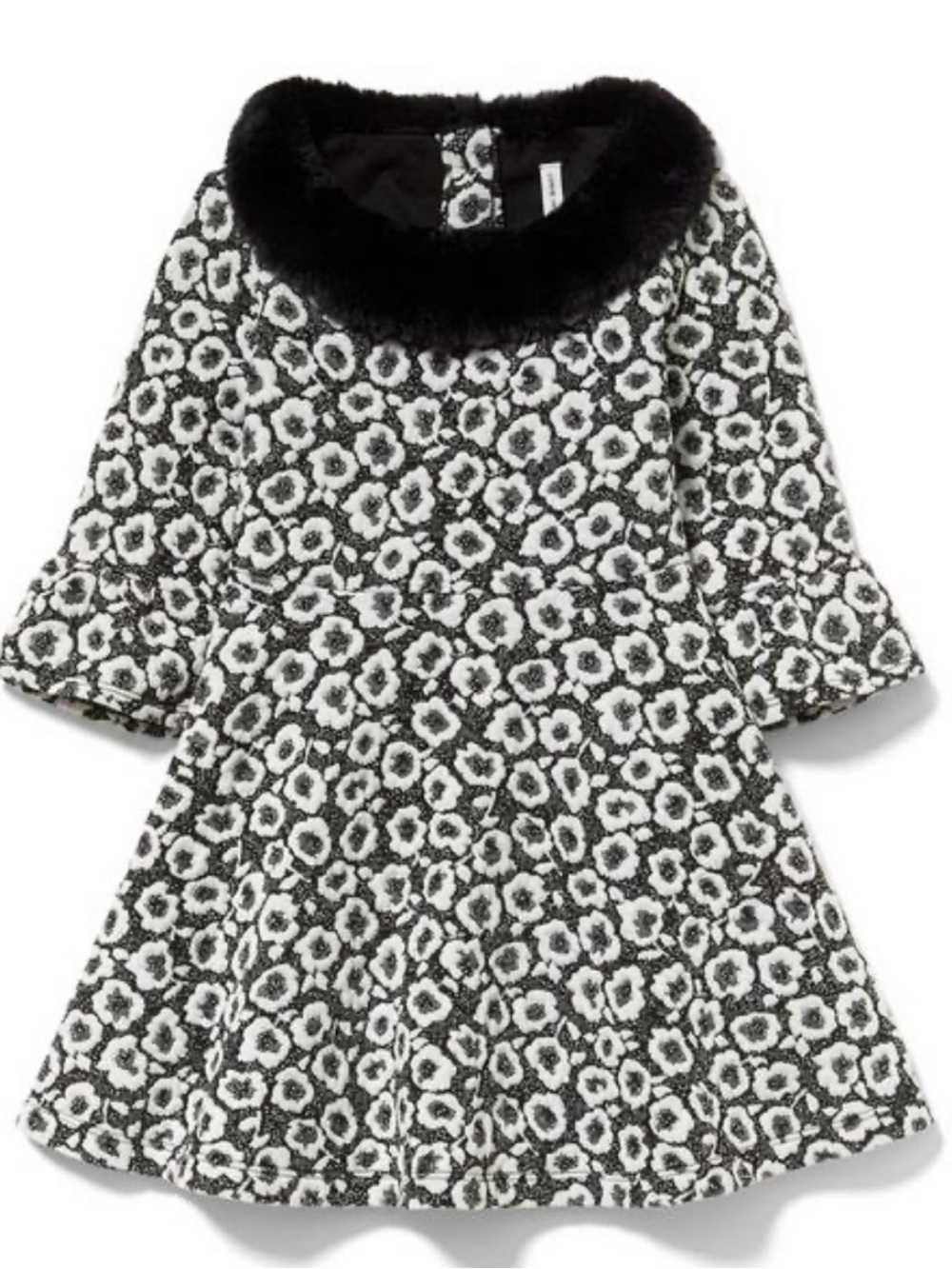 Janie and Jack Black & White Floral Faux Dress
